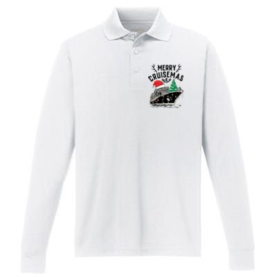 Merry Cruisemas Christmas Family Cruise Ship Funny Performance Long Sleeve Polo