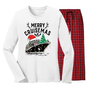 Merry Cruisemas Christmas Family Cruise Ship Funny Women's Long Sleeve Flannel Pajama Set 