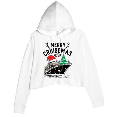 Merry Cruisemas Christmas Family Cruise Ship Funny Crop Fleece Hoodie