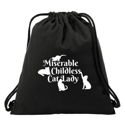 Miserable Childless Cat Lady Drawstring Bag