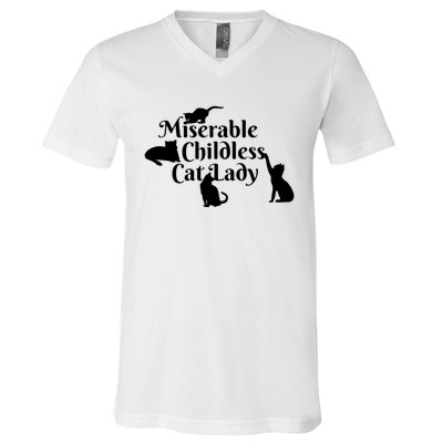 Miserable Childless Cat Lady V-Neck T-Shirt