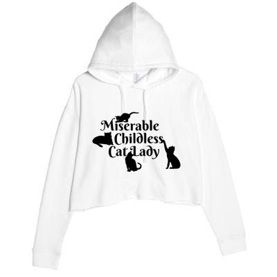 Miserable Childless Cat Lady Crop Fleece Hoodie