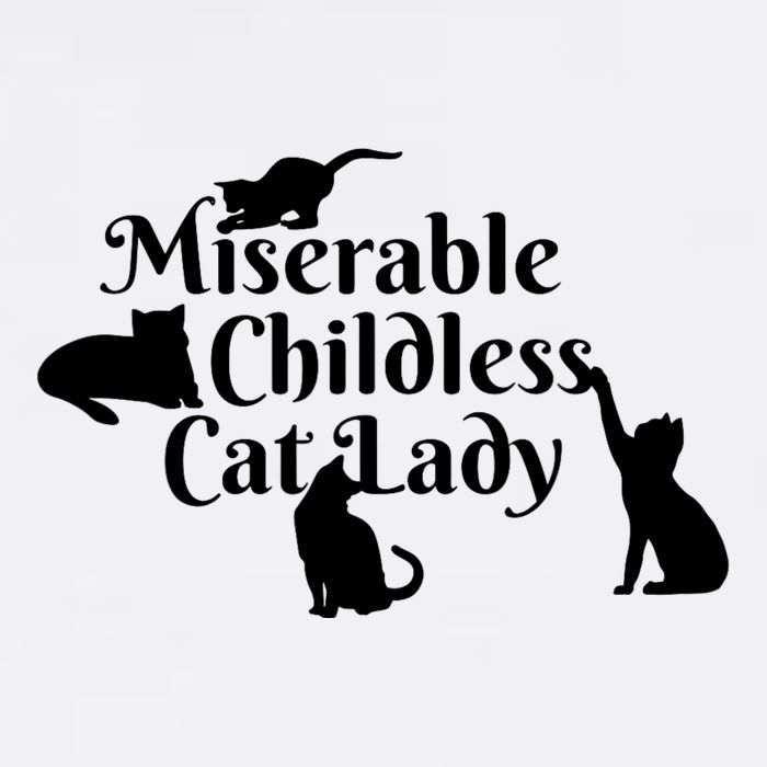 Miserable Childless Cat Lady Cropped Pullover Crew