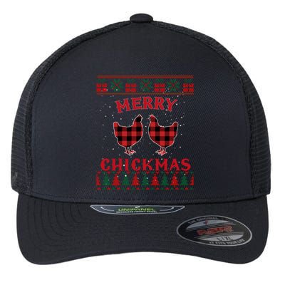 Merry Chickmas Christmas Chicken Ugly Christmas Sweater Flexfit Unipanel Trucker Cap