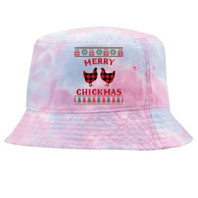 Merry Chickmas Christmas Chicken Ugly Christmas Sweater Tie-Dyed Bucket Hat