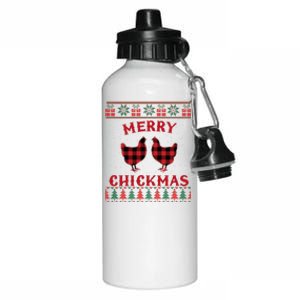 Merry Chickmas Christmas Chicken Ugly Christmas Sweater Aluminum Water Bottle