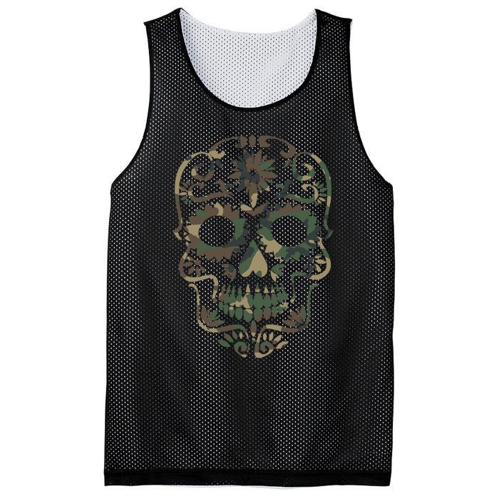 Military Camouflage Camo Dia De Los Muertos Sugar Skull Mesh Reversible Basketball Jersey Tank