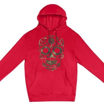 Military Camouflage Camo Dia De Los Muertos Sugar Skull Premium Pullover Hoodie