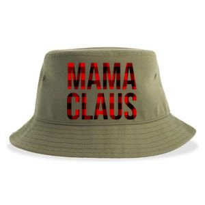 Mama Claus Christmas Buffalo Plaid Xmas Mom Santa Gift Sustainable Bucket Hat