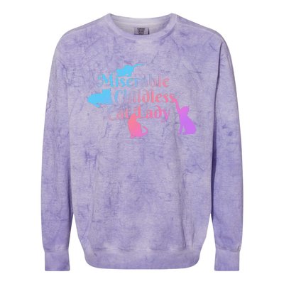 Miserable Childless Cat Lady Funny Colorblast Crewneck Sweatshirt