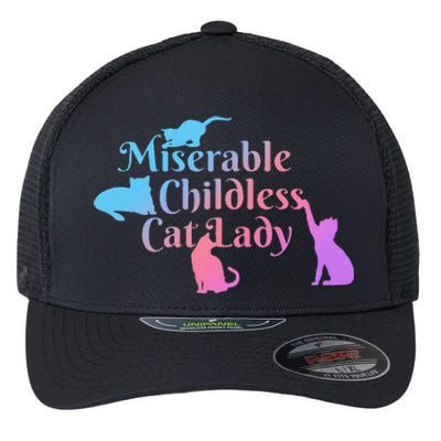 Miserable Childless Cat Lady Funny Flexfit Unipanel Trucker Cap