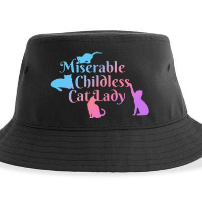 Miserable Childless Cat Lady Funny Sustainable Bucket Hat