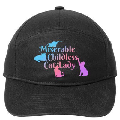 Miserable Childless Cat Lady Funny 7-Panel Snapback Hat