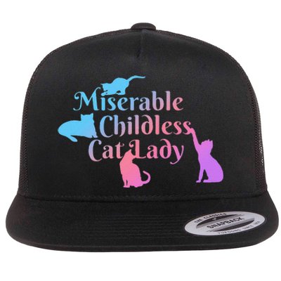 Miserable Childless Cat Lady Funny Flat Bill Trucker Hat