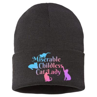 Miserable Childless Cat Lady Funny Sustainable Knit Beanie