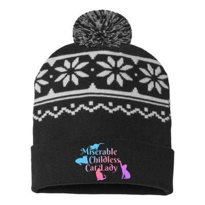 Miserable Childless Cat Lady Funny USA-Made Snowflake Beanie