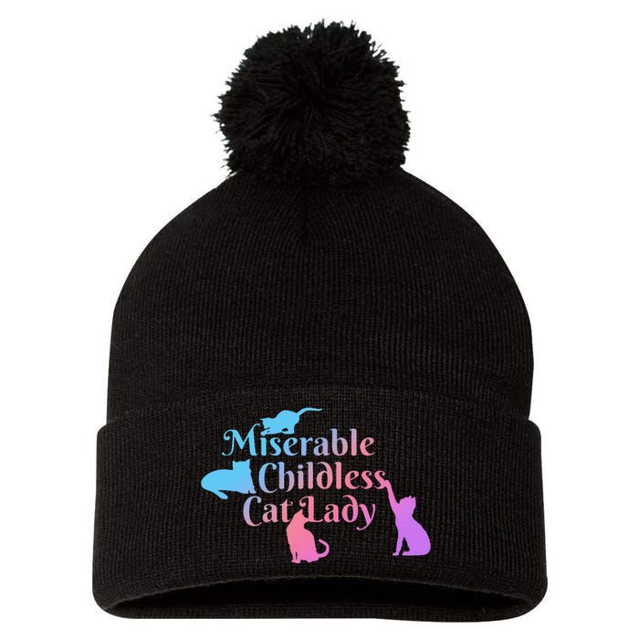 Miserable Childless Cat Lady Funny Pom Pom 12in Knit Beanie