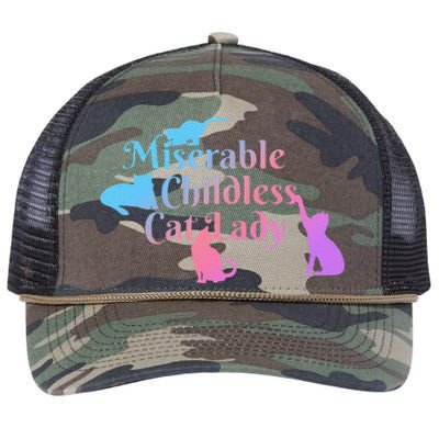 Miserable Childless Cat Lady Funny Retro Rope Trucker Hat Cap