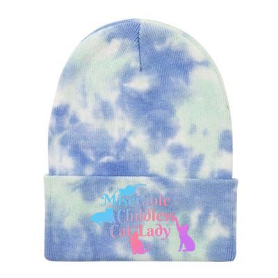 Miserable Childless Cat Lady Funny Tie Dye 12in Knit Beanie