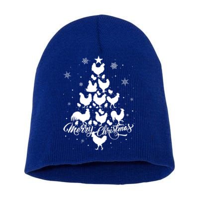 Merry Chickmas Chicken Tree Funny Gift Short Acrylic Beanie