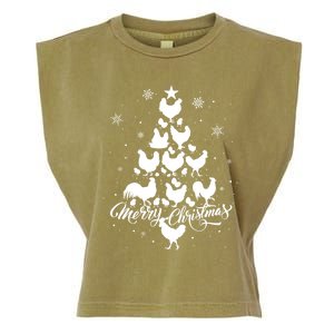 Merry Chickmas Chicken Tree Funny Gift Garment-Dyed Women's Muscle Tee