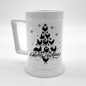 Merry Chickmas Chicken Tree Funny Gift Beer Stein