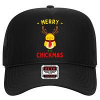 Merry Chickmas Cute Baby Chick Christmas Farm Animal Xmas High Crown Mesh Back Trucker Hat