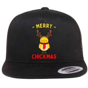 Merry Chickmas Cute Baby Chick Christmas Farm Animal Xmas Flat Bill Trucker Hat