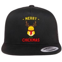 Merry Chickmas Cute Baby Chick Christmas Farm Animal Xmas Flat Bill Trucker Hat