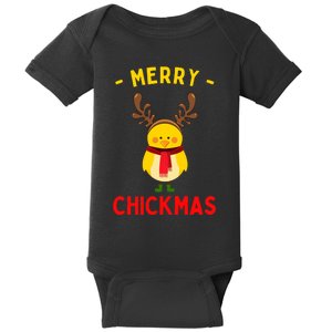 Merry Chickmas Cute Baby Chick Christmas Farm Animal Xmas Baby Bodysuit