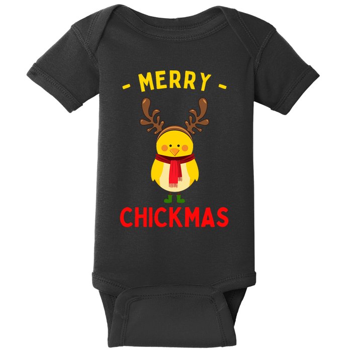 Merry Chickmas Cute Baby Chick Christmas Farm Animal Xmas Baby Bodysuit