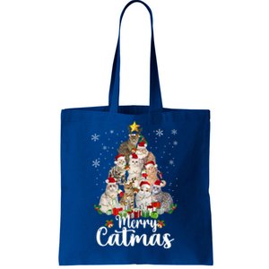 Meowy Christmas Cat Tree Funny Cats Merry Catmas Tees Gift Tote Bag