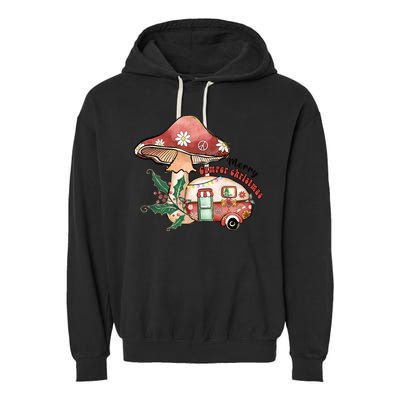 Merry Camper Christmas Gift For Camping Lover Garment-Dyed Fleece Hoodie