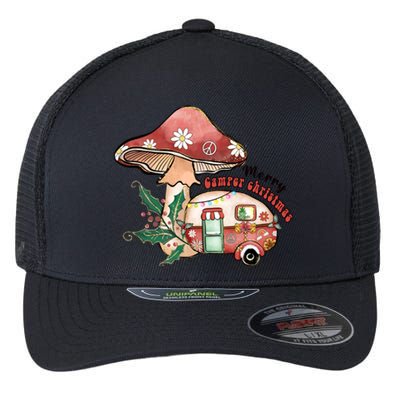 Merry Camper Christmas Gift For Camping Lover Flexfit Unipanel Trucker Cap