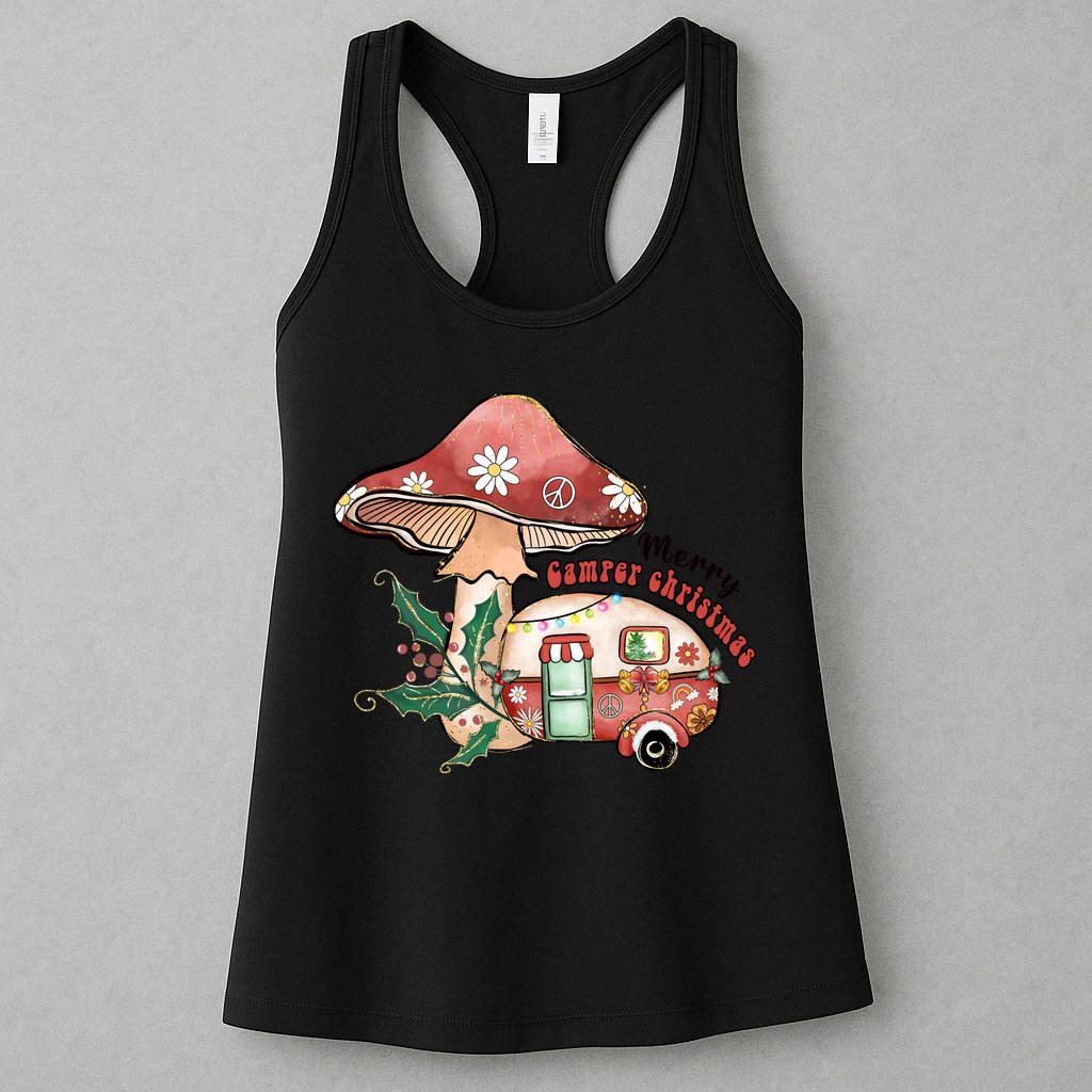 Merry Camper Christmas Gift For Camping Lover Womens Tank Top