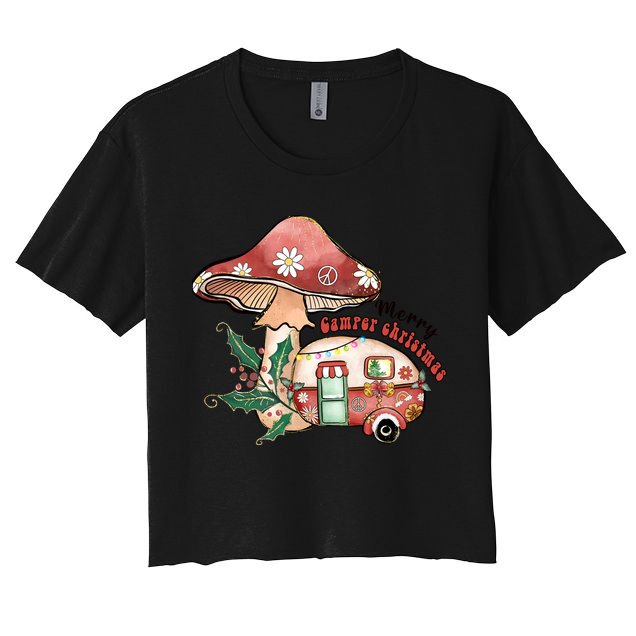 Merry Camper Christmas Gift For Camping Lover Crop Top