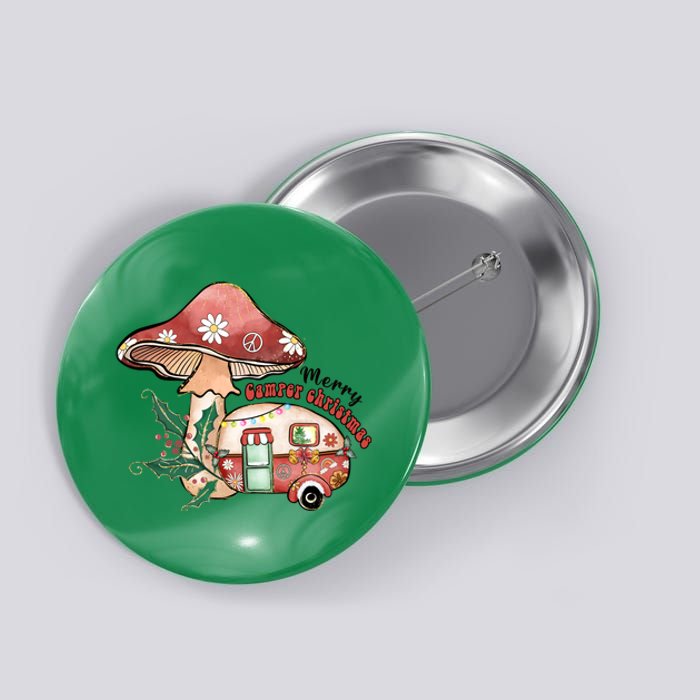 Merry Camper Christmas Gift For Camping Lover Button