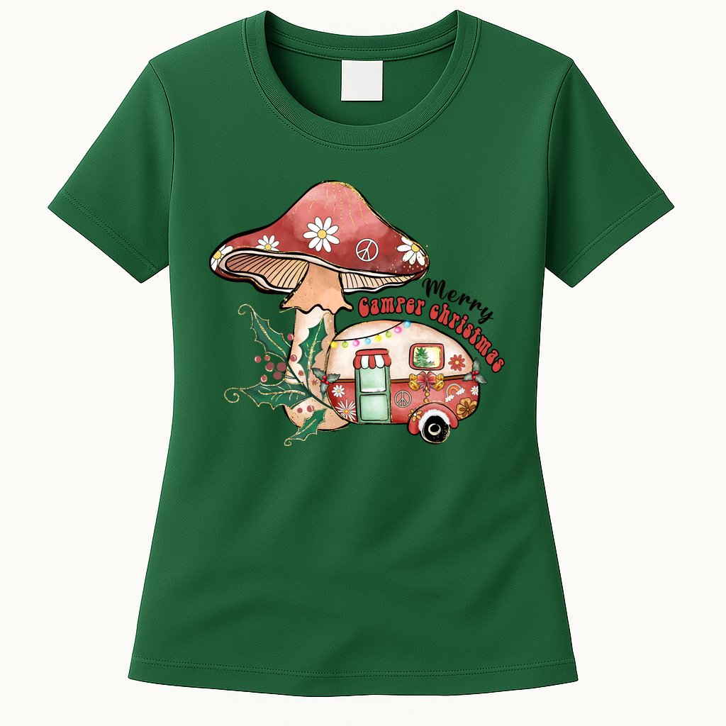 Merry Camper Christmas Gift For Camping Lover Womens T-Shirt
