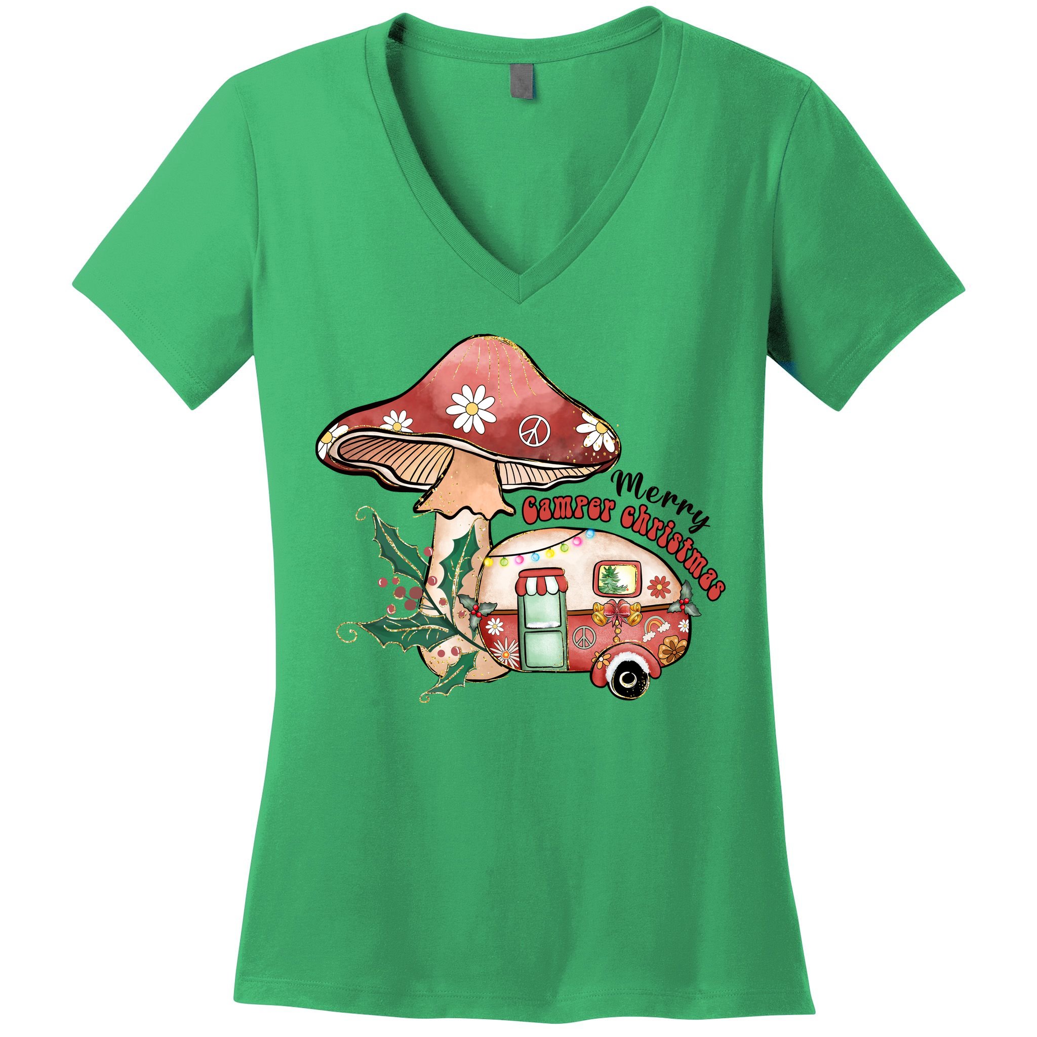 Merry Camper Christmas Gift For Camping Lover Women's V-Neck T-Shirt