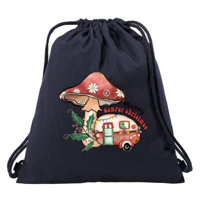 Merry Camper Christmas Gift For Camping Lover Drawstring Bag