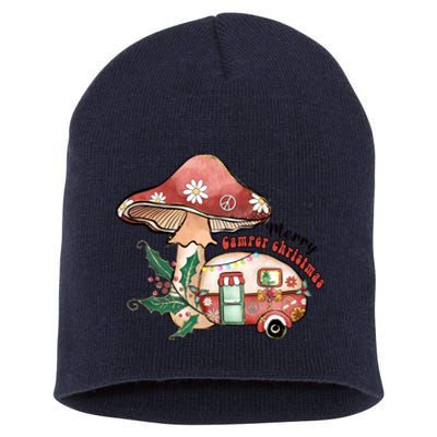 Merry Camper Christmas Gift For Camping Lover Short Acrylic Beanie