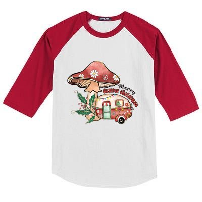 Merry Camper Christmas Gift For Camping Lover Kids Colorblock Raglan Jersey