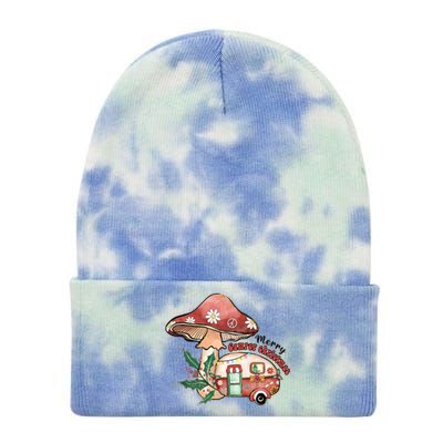 Merry Camper Christmas Gift For Camping Lover Tie Dye 12in Knit Beanie