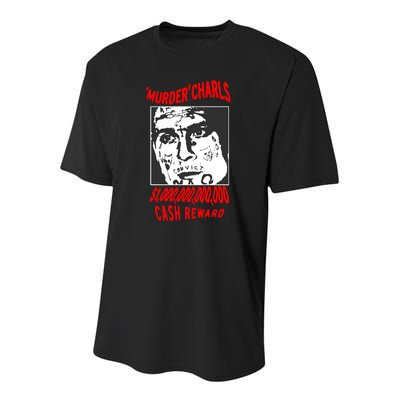 Murder Charls Cash Reward Youth Performance Sprint T-Shirt