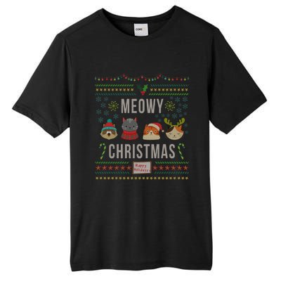 Meowy Christmas Cat Lover Tacky Ugly Christmas Party Meaningful Gift Tall Fusion ChromaSoft Performance T-Shirt