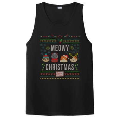 Meowy Christmas Cat Lover Tacky Ugly Christmas Party Meaningful Gift PosiCharge Competitor Tank