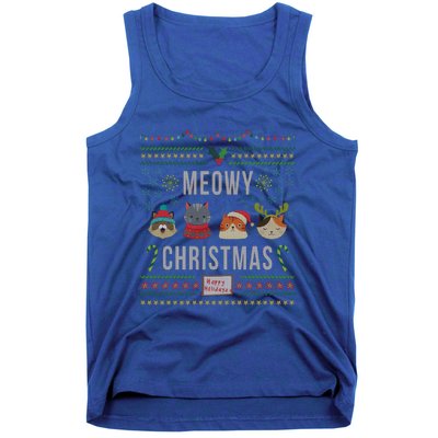 Meowy Christmas Cat Lover Tacky Ugly Christmas Party Meaningful Gift Tank Top