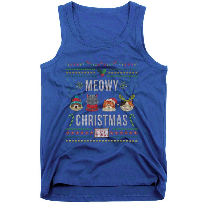 Meowy Christmas Cat Lover Tacky Ugly Christmas Party Meaningful Gift Tank Top