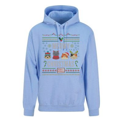 Meowy Christmas Cat Lover Tacky Ugly Christmas Party Meaningful Gift Unisex Surf Hoodie