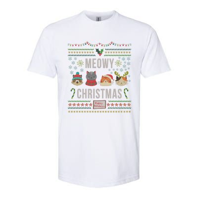 Meowy Christmas Cat Lover Tacky Ugly Christmas Party Meaningful Gift Softstyle® CVC T-Shirt